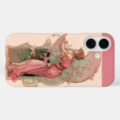ピンク色の花を持つ月の女性 Case-Mate iPhoneケース (裏面 (横))