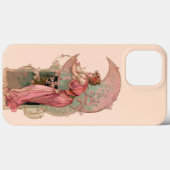 ピンク色の花を持つ月の女性 Case-Mate iPhoneケース (裏面 (横))