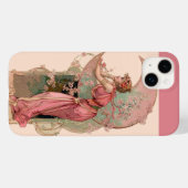 ピンク色の花を持つ月の女性 Case-Mate iPhoneケース (裏面 (横))
