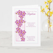 ピンク色の花を持つ洗礼式のグリーティングカード カード (黄色い花)