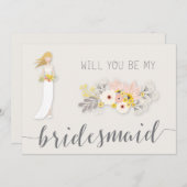 ピンク色の花を持つ私の花嫁のカードか 招待状 (正面/裏面)