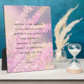 ピンク色の花を持つ美しい聖書の詩の引用文 フォトプラーク (側面)