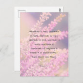 ピンク色の花を持つ美しい聖書の詩の引用文 ポストカード (正面/裏面)
