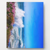 ピンク色の花を持つ見事な印象派の波 フォトプラーク (正面)