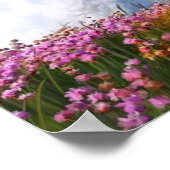 ピンク色の花を持つ見事な印象派の波 ポスター (角)