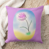 ピンク色の花を様式化したカメオシーン クッション (ブランケット)