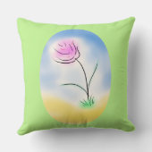 ピンク色の花を様式化したカメオシーン クッション (裏面)