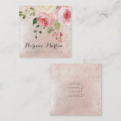ピンク色の花を水色にする スクエア名刺 (正面/裏面)