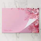 ピンク色の花を背景に飾る ペーパーパッド (折り畳み)