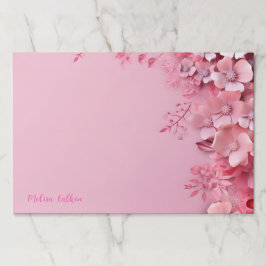 ピンク色の花を背景に飾る ペーパーパッド