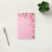 ピンク色の花を背景に飾る ポストイット (オフィス)