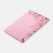 ピンク色の花を背景に飾る ポストイット (アングル)