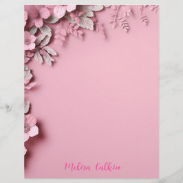 ピンク色の花を背景に飾る レターヘッド