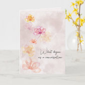 ピンク色の花を飾る抽象芸術 カード (黄色い花)