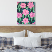 ピンク色の花を黒に キャンバスプリント (インサイチュ (寝室))