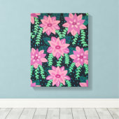 ピンク色の花を黒に キャンバスプリント (インサイチュ (ウッドフロア))