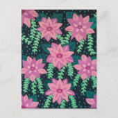 ピンク色の花を黒に ポストカード (正面)
