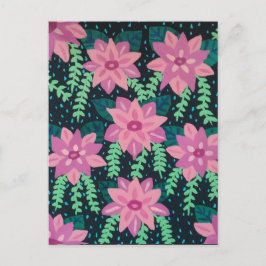 ピンク色の花を黒に ポストカード