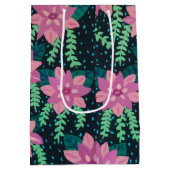 ピンク色の花を黒に ミディアムペーパーバッグ (裏面)