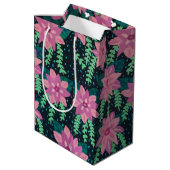 ピンク色の花を黒に ミディアムペーパーバッグ (裏面アングル)