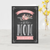 ピンク色の花を黒板に |母の日のカード カード (黄色い花)