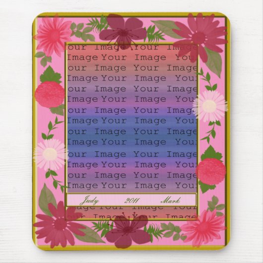 ピンク色の花カスタムのマウスパッド マウスパッド (正面)