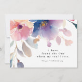 ピンク色の花キリスト教の聖書聖句結婚の 招待状 (裏面)