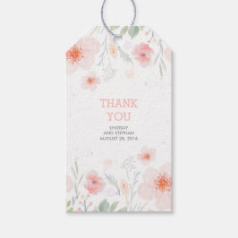 ピンク色の花サマーメドウ結婚ズ ギフトタグ