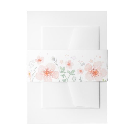 ピンク色の花サマーメドウ結婚ズ 招待状ベリーバンド (正面例)