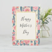 ピンク色の花ストライプが母の日 シーズンカード (スタンド正面)