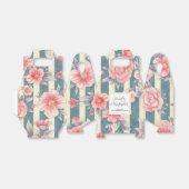 ピンク色の花ストライプ付結婚き フェイバーボックス (折り畳みなし)