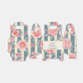 ピンク色の花ストライプ付結婚き フェイバーボックス (折り畳みなし)