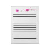 ピンク色の花ダークラインのメモ帳 ノートパッド (回転)