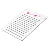 ピンク色の花ダークラインのメモ帳 ノートパッド (アングル)