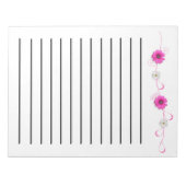 ピンク色の花ダークラインのメモ帳 ノートパッド (正面)