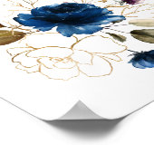 ピンク色の花ツインズ1stバースデーウェルカムサイン ポスター (角)