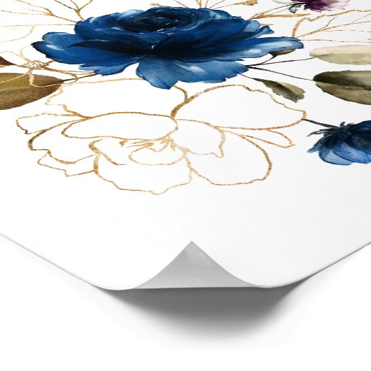 ピンク色の花ツインズ1stバースデーウェルカムサイン ポスター (角)