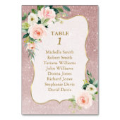 ピンク色の花バラ金ゴールドバプテスマ着座表 テーブルナンバー (裏面)