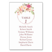 ピンク色の花バラ金ゴールドバプテスマ着座表 テーブルナンバー (裏面)