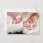 ピンク色の花バラ金ゴールド写真誕生のお知らせ 案内状 (裏面)