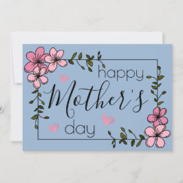 ピンク色の花パステルブルーCerulean母の日 カード
