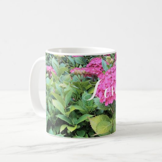 ピンク色の花フォトフォトクラシックジョウマグ コーヒーマグカップ (正面左)