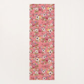 ピンク色の花フローラの水彩 ヨガマット (裏面)