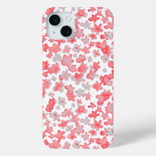 ピンク色の花フローラ iPhone 15 MINIケース