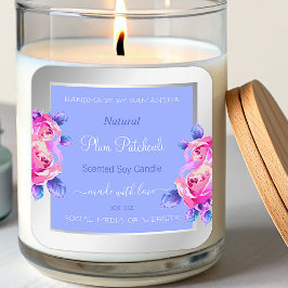 ピンク色の花ブルーシルバー製品の包装ラベル スクエアシール