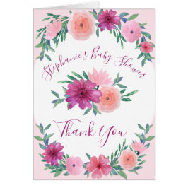 ピンク色の花ベビーシャワーありがとう