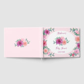ピンク色の花ベビーシャワーパーソナライズされた ゲストブック (全面)