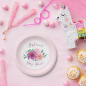 ピンク色の花ベビーシャワーパーソナライズされた ペーパープレート (パーティー)