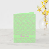 ピンク色の花ミニマルな人に緑で感謝 カード (黄色い花)