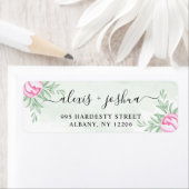 ピンク色の花モダン結婚金ゴールド差出人住所 ラベル (インサイチュ)